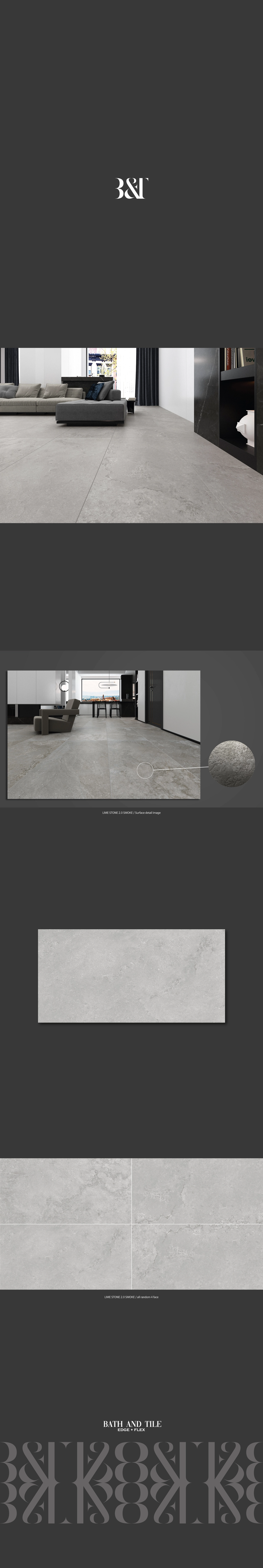 포세린 벽 타일 무광 그레이 베트남 BT-612.3257 (LIMESTONE 2.0 SMOKE) - 상세 이미지 3