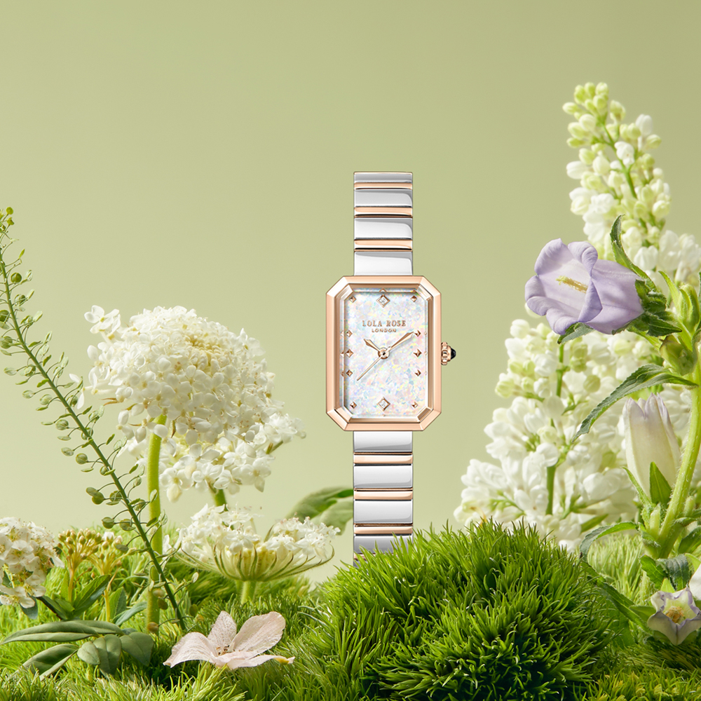 롤라로즈 Ms Lola 화이트 오팔 큐빅인덱스 사각시계 LR4706