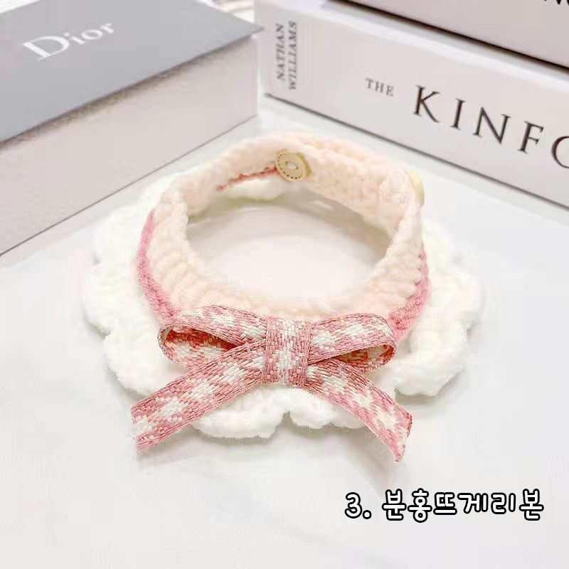 다묘집사 고양이 뜨개 리본 목걸이 - 상세 이미지 5