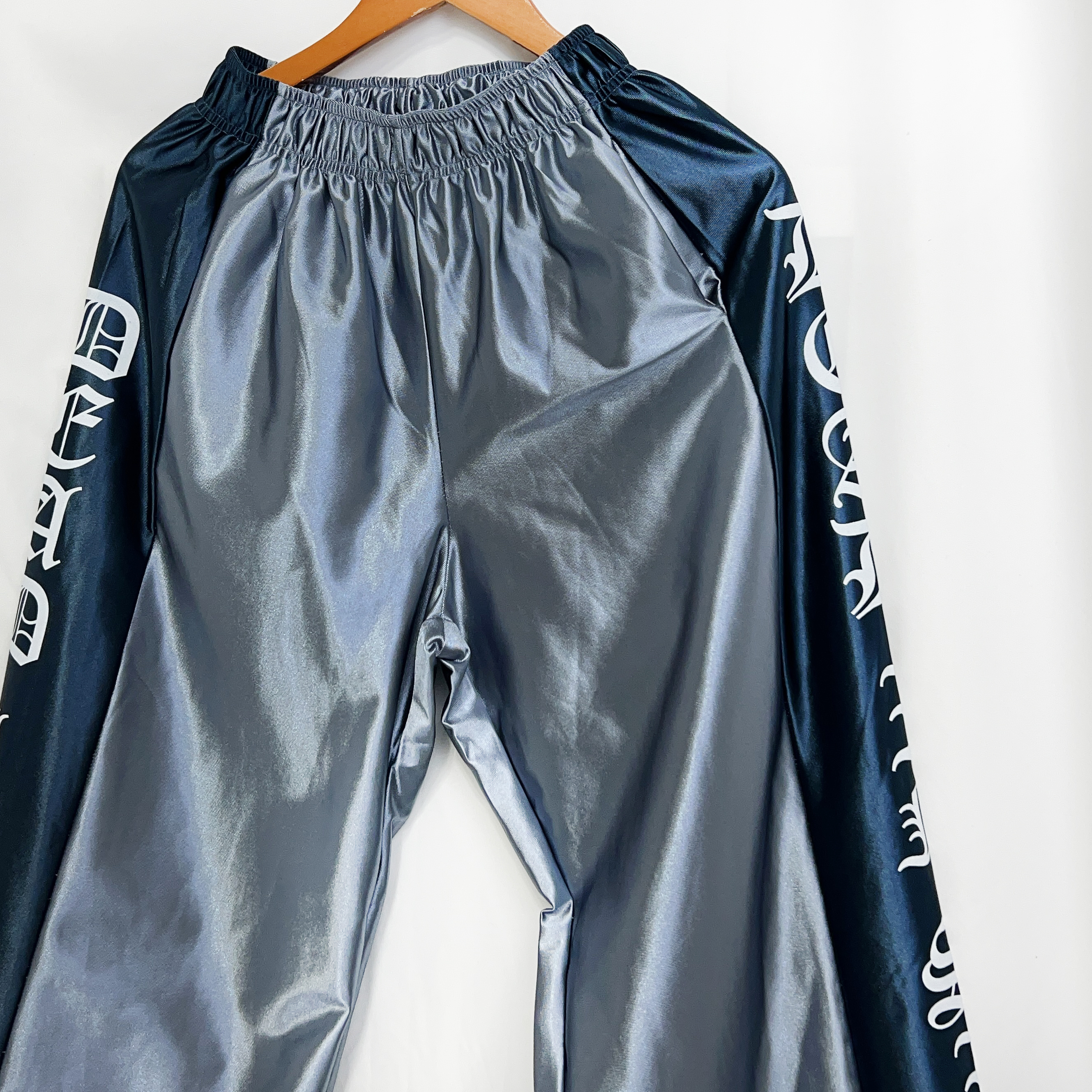 져지 트레이닝 메탈 실크 새틴 샤틴 밴딩 트랙 와이드팬츠 3color - 상세 이미지 5