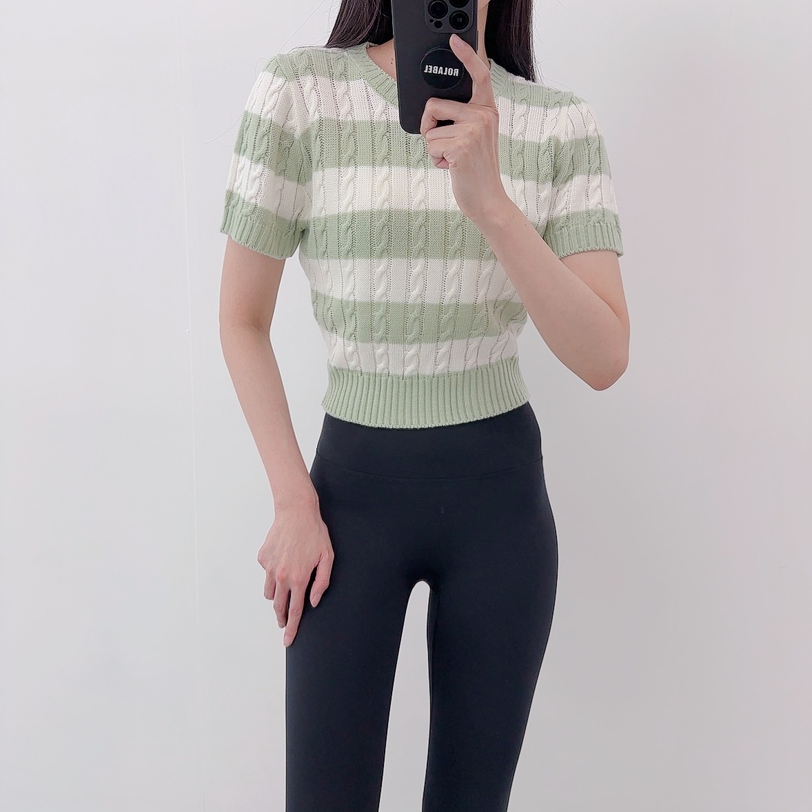 로라벨 페페 필라테스복 여성 요가복 필라테스 요가 상의 티셔츠 운동복 커버업 크롭 반팔 - 상세 이미지 4
