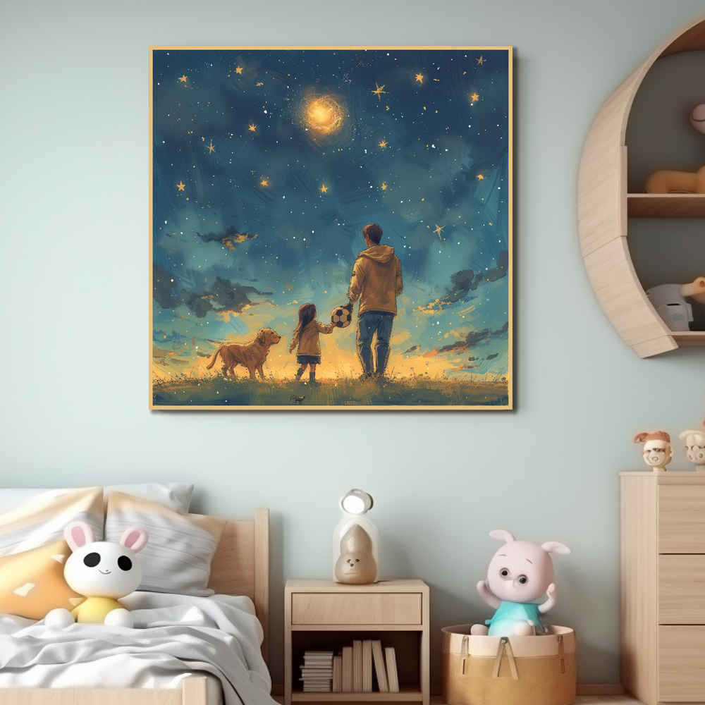 행복한가족 45cm x 45cm 무광화이트 알루미늄액자 일러스트그림 - 상세 이미지 5