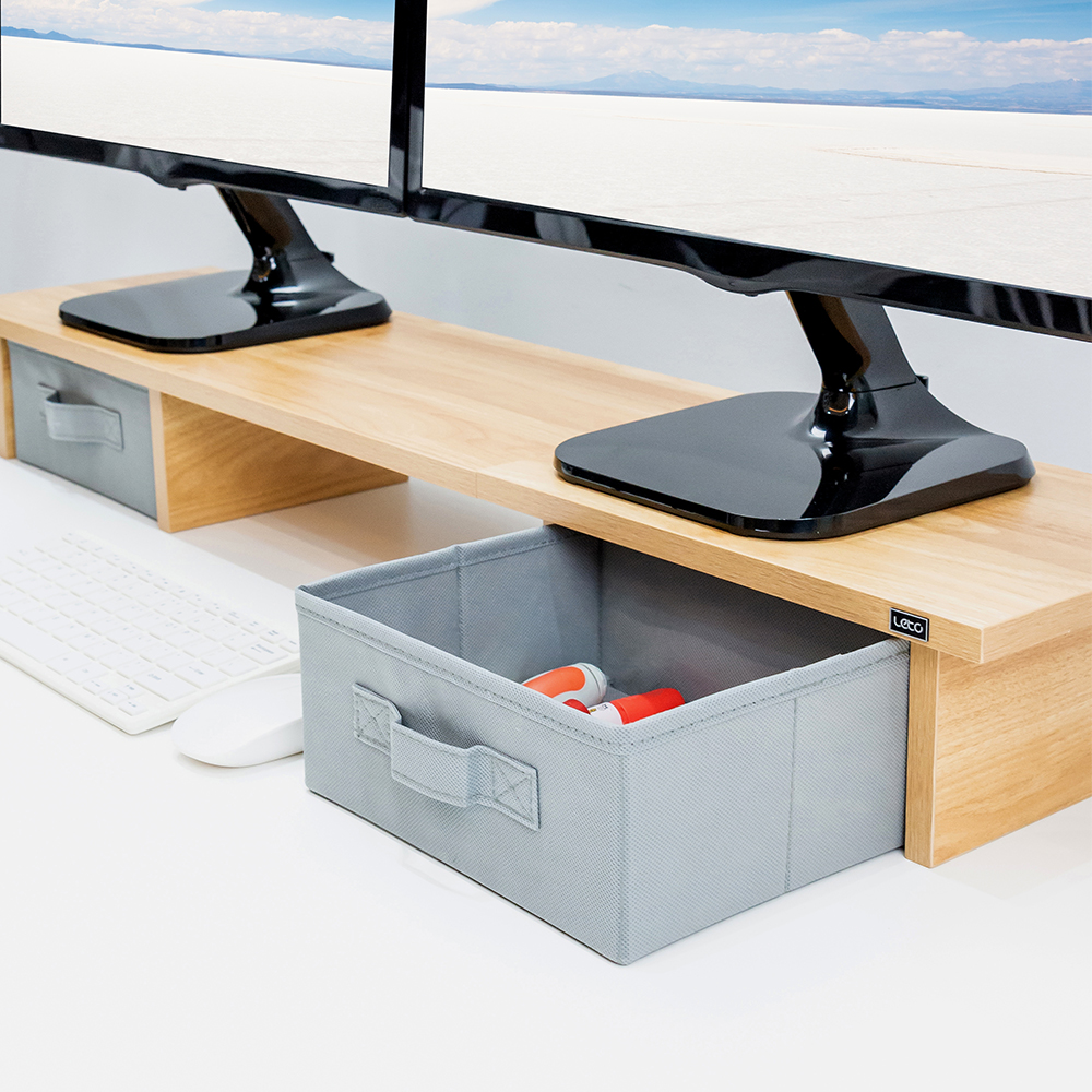 레토 서랍형 듀얼 모니터 받침대 스탠드 2단 LMS-DT08