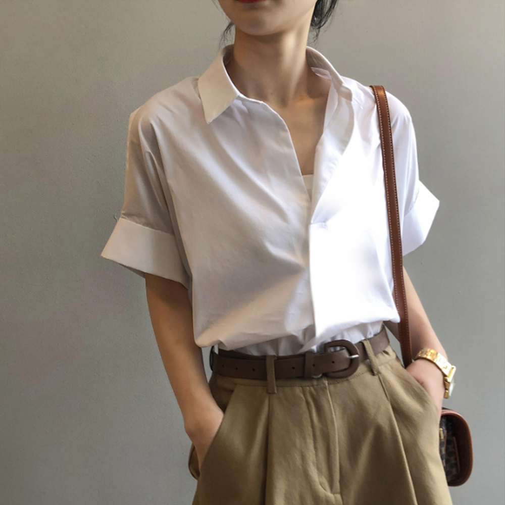 민증사진옷 증명사진 예식장옷차림 결혼식하객룩 여성반팔블라우스 - 상세 이미지 4