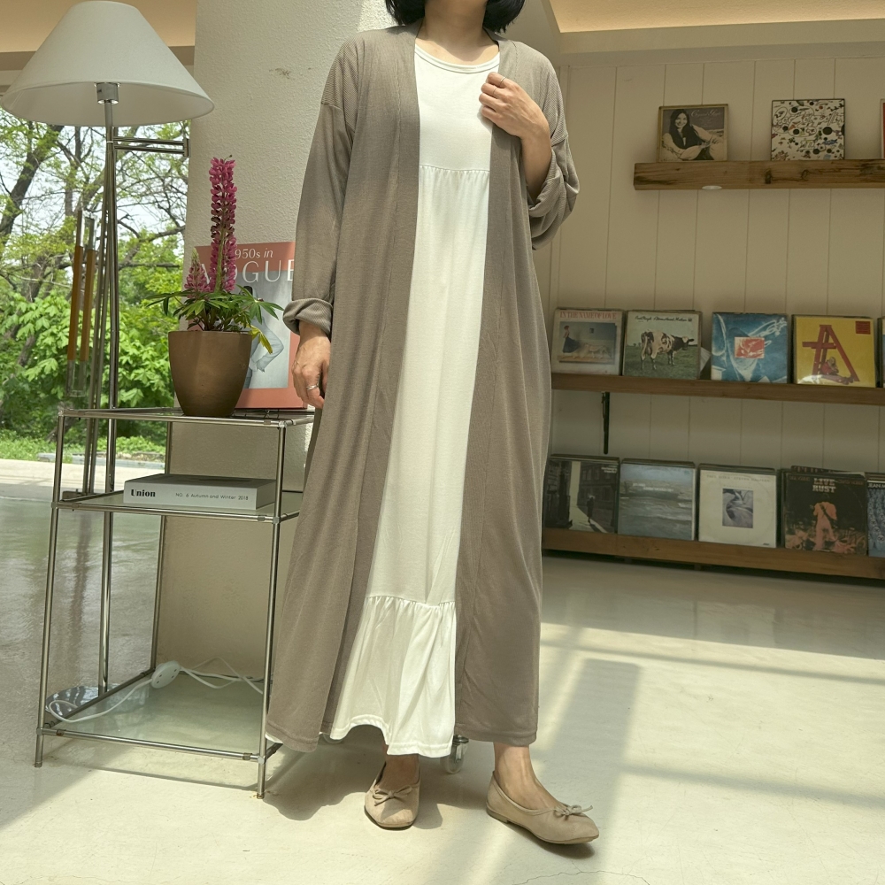 빅사이즈 여성 롱 로브 가디건 봄 가디건 가을 데일리룩 빅사이즈 가디건