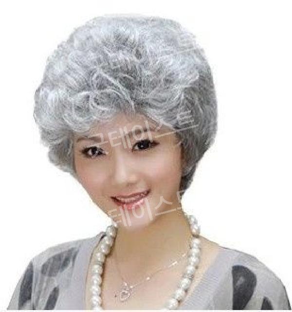 할머니가발 연극 무대 분장용 소품 노인 흰머리 백발 공연 통가발 코스프레 - 상품 이미지