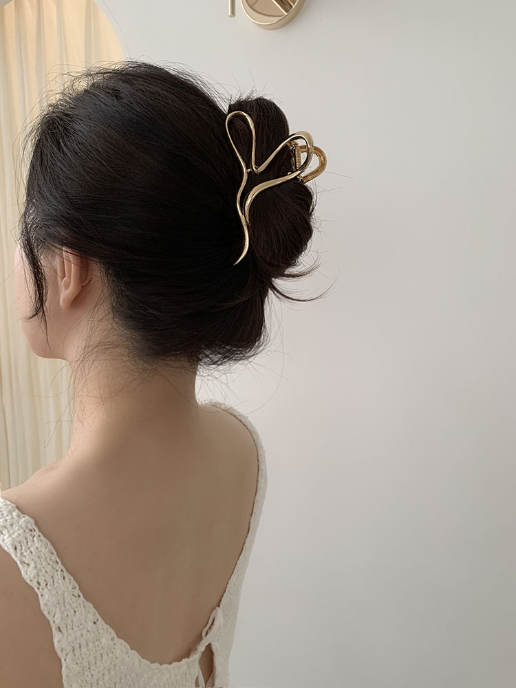 셀프러브 스케치 하트 헤어클로 - 메탈 여름 꼬임 올림머리 반묶음 금속집게핀 - 상세 이미지 4