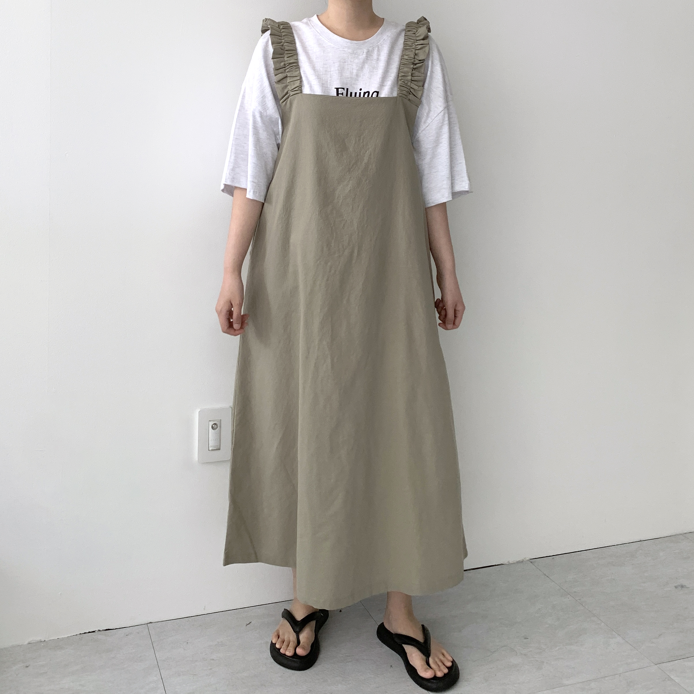 멜빵원피스 레이어드원피스 77사이즈원피스 - 상세 이미지 4