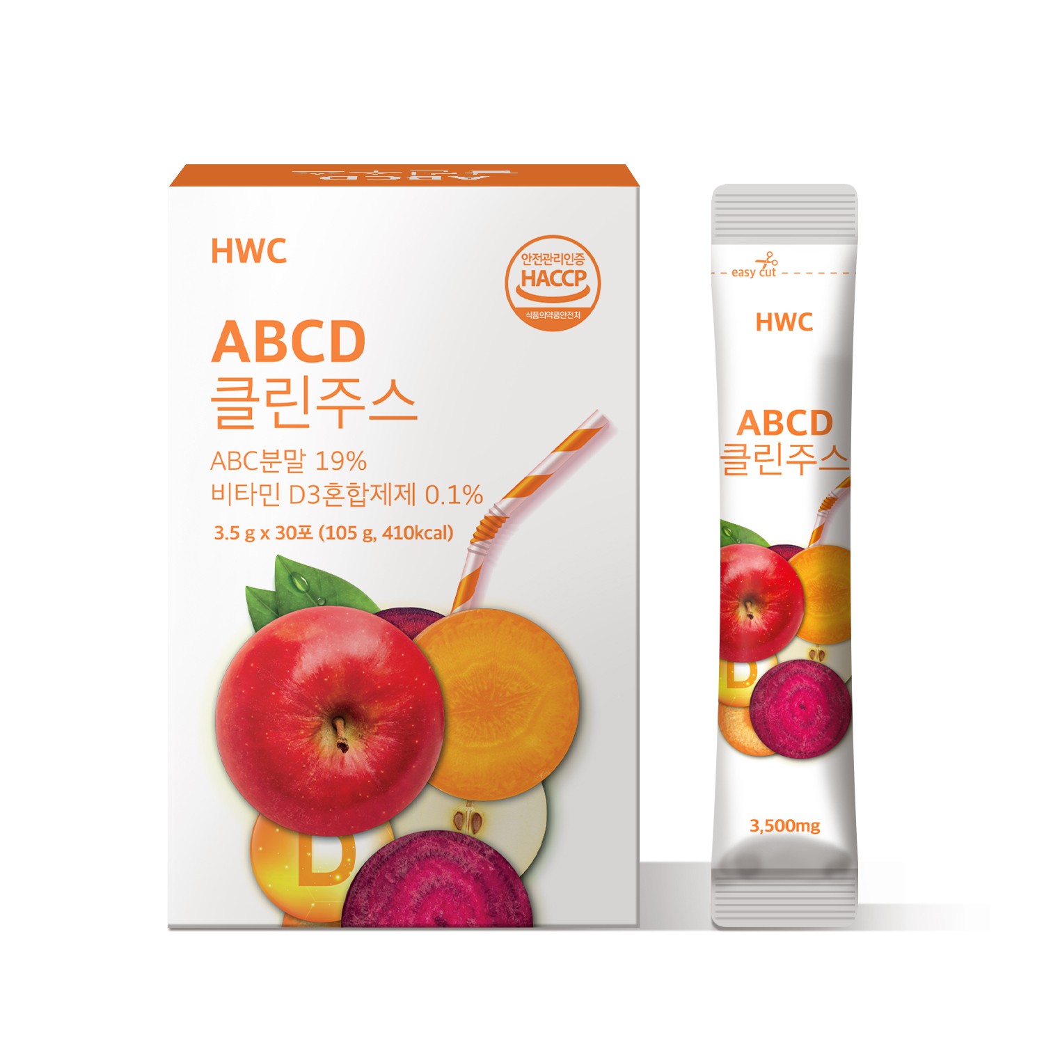 HWC ABCD 클린주스 빼빼주스 비트 당근 사과 비타민D 30포, 1개 제품 이미지