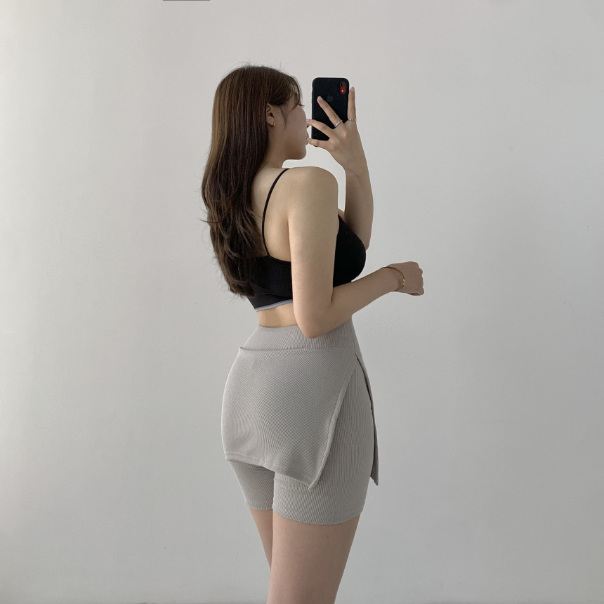 [단독제작]골지 랩치마바지 바이크쇼츠 3부 5부 치마레깅스 치마바지 골지반바지 여름 레이어드치마 운동복 발레 폴 상세 이미지 42