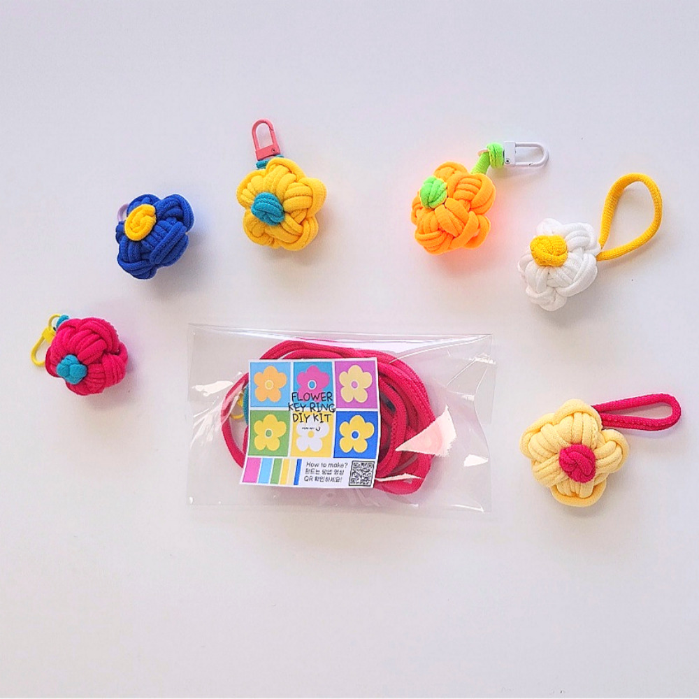 6개 세트 양말목 키링 공예 꽃 만들기 diy 제로웨이스트 환경 이미지 2
