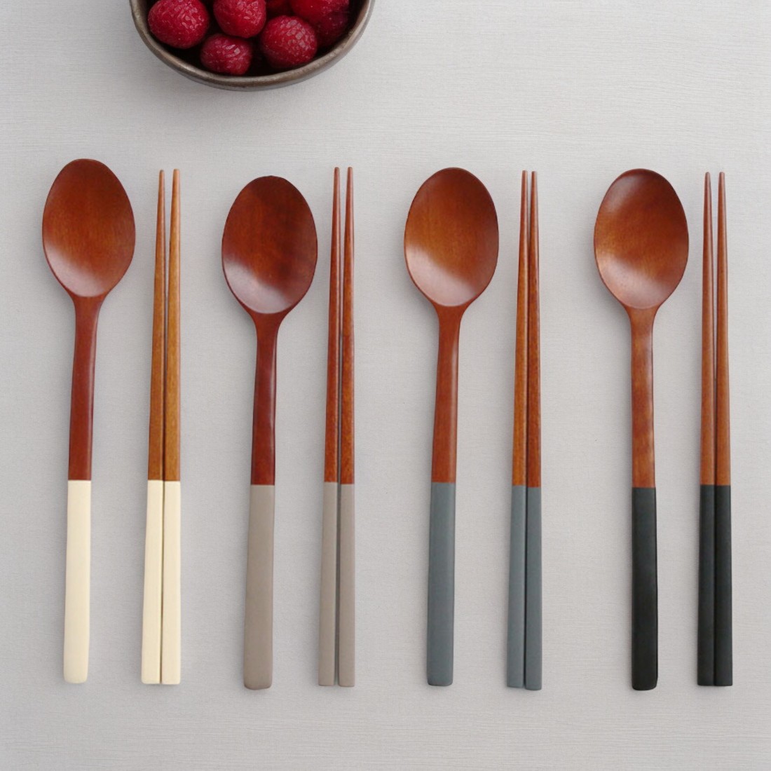 옻칠 나무 수저세트 우드 숟가락 젓가락 한식 부부 천연 옻 수저 세트