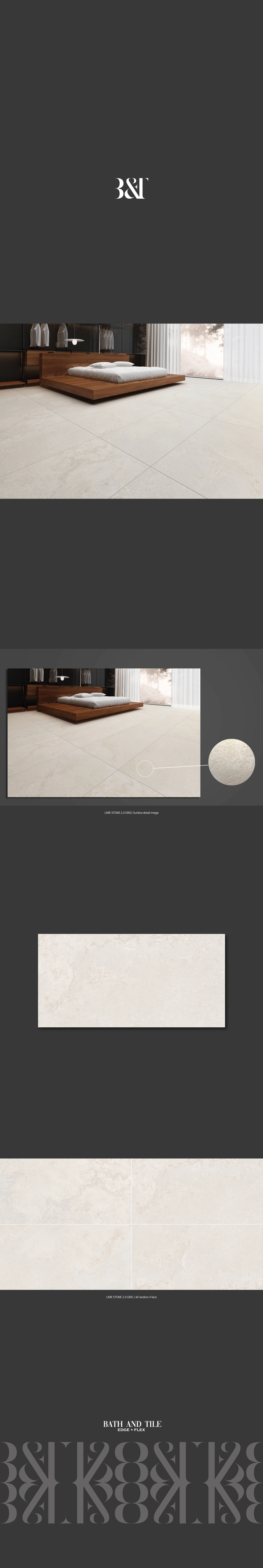 포세린 벽 타일 무광 아이보리 베트남 BT-612.3256 (LIMESTONE 2.0 GRIS) - 상세 이미지 3