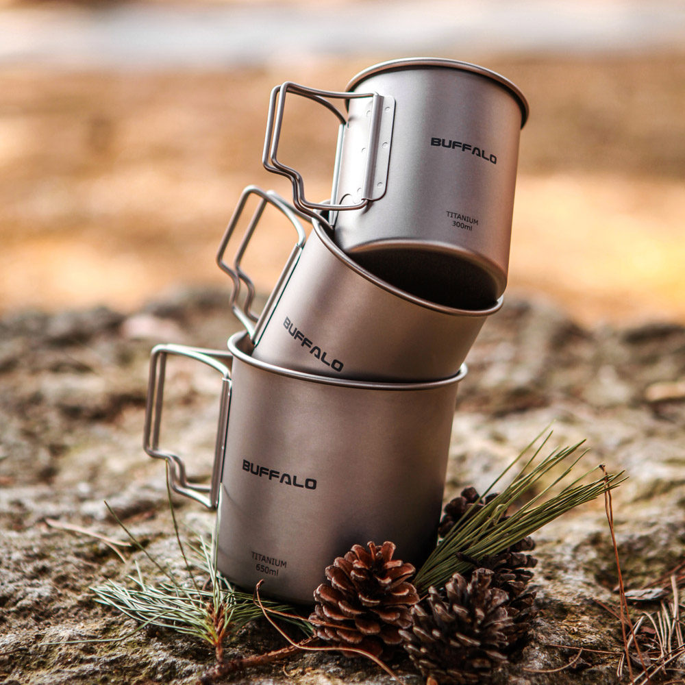 버팔로 캠핑 티타늄 경량 티탄 싱글 머그컵 등산용컵