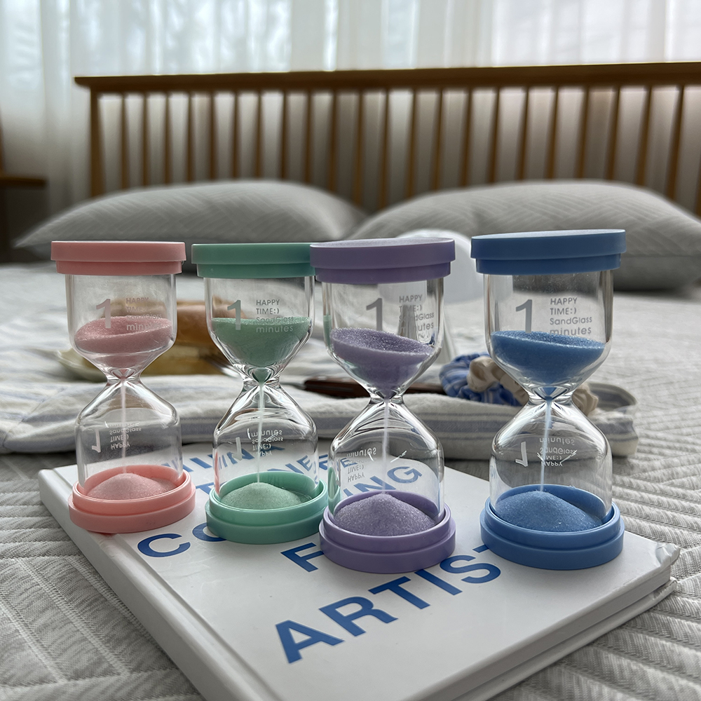 [강화유리] 시간별 3분 양치 타이머 모래멍 우드 모래시계