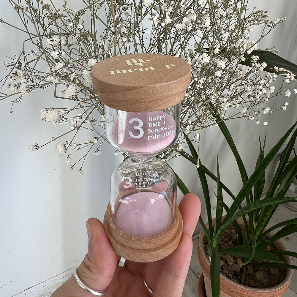 [강화유리] 시간별 3분 양치 타이머 모래멍 우드 모래시계