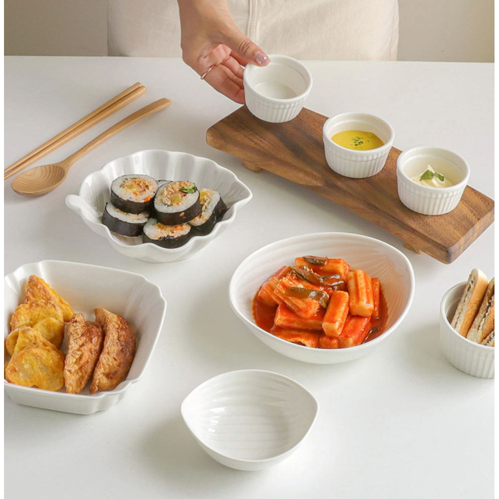 도자기 반찬 소스그릇 13종 원형 사각 화이트 깊은 오목 백자 소찬기 - 상세 이미지 2