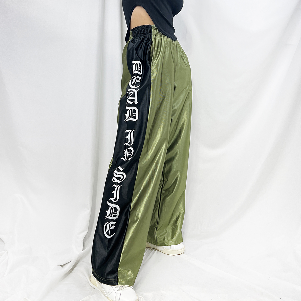 져지 트레이닝 메탈 실크 새틴 샤틴 밴딩 트랙 와이드팬츠 3color - 상세 이미지 4