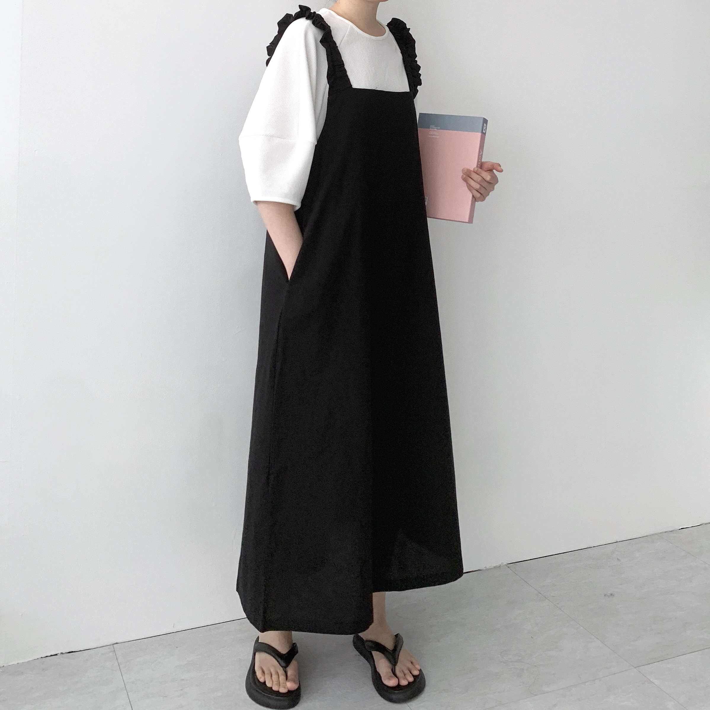 멜빵원피스 레이어드원피스 77사이즈원피스 이미지 8