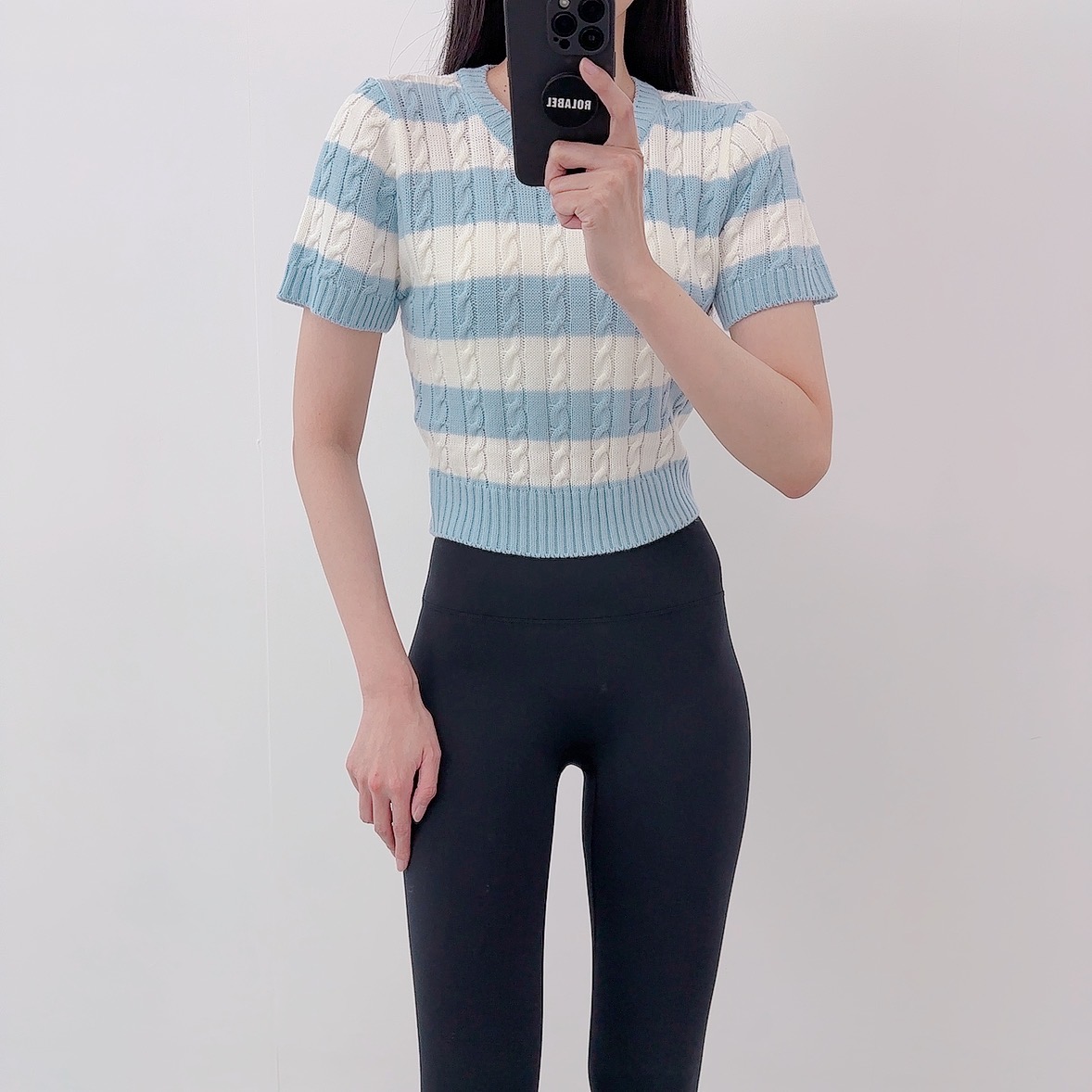 로라벨 페페 필라테스복 여성 요가복 필라테스 요가 상의 티셔츠 운동복 커버업 크롭 반팔 - 상세 이미지 2