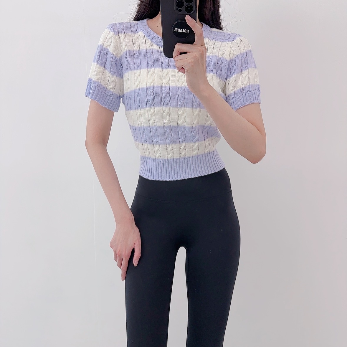 로라벨 페페 필라테스복 여성 요가복 필라테스 요가 상의 티셔츠 운동복 커버업 크롭 반팔 - 상세 이미지 5