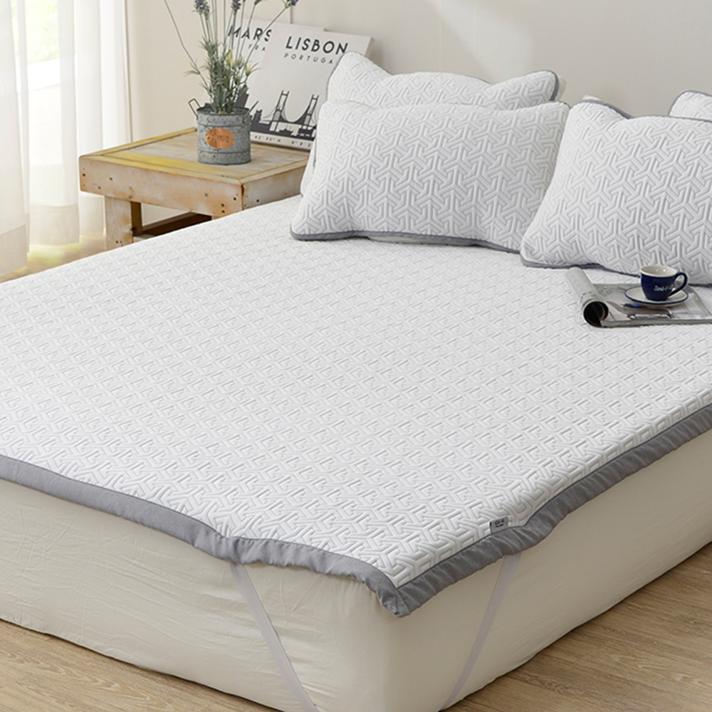 달콤한하루 고정밴드 시어서커 여름 침대패드 매트리스 패드 SS 카이블루