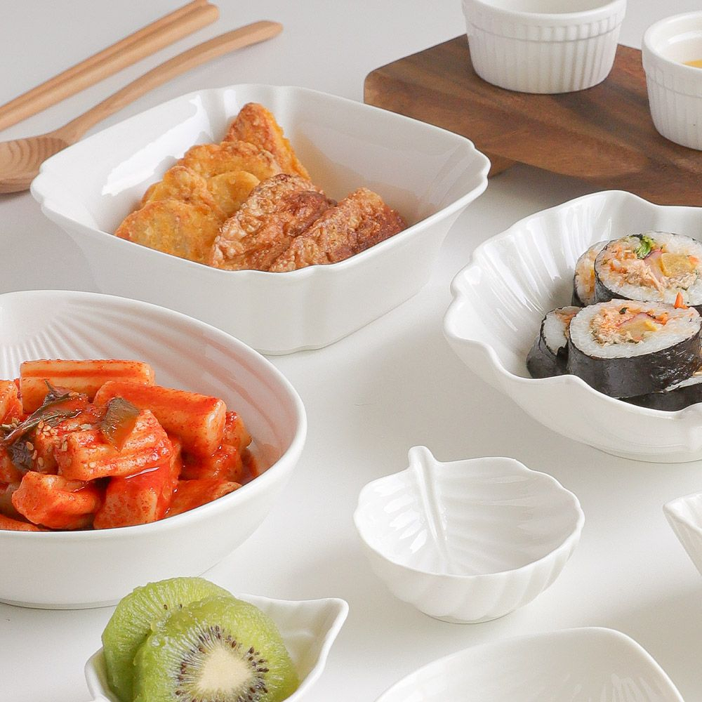 도자기 반찬 소스그릇 13종 원형 사각 화이트 깊은 오목 백자 소찬기 - 상세 이미지 3