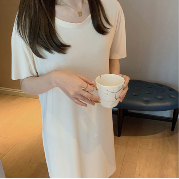 무지 반팔 시원한 플리츠 원피스 여름 홈웨어 6종 - 상세 이미지 3