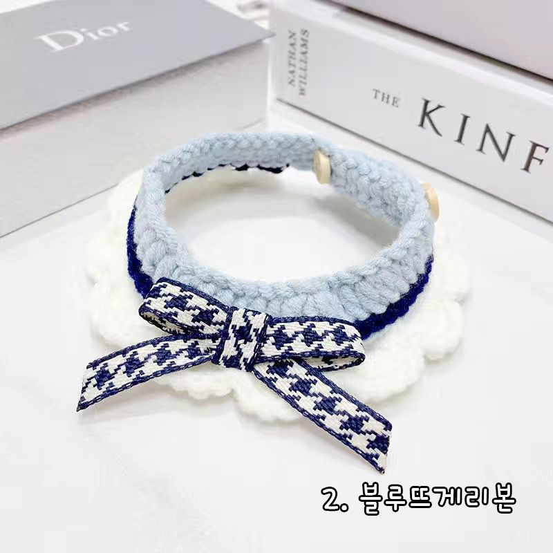 다묘집사 고양이 뜨개 리본 목걸이 - 상세 이미지 4