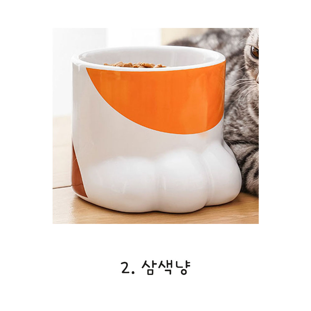 다묘집사 고양이 발 도자기 식기 밥 그릇