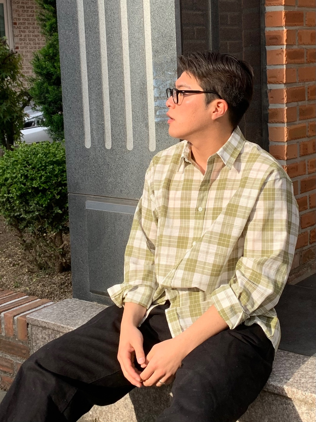 남자 린넨셔츠 커플 체크셔츠 오버핏남방 이미지 8