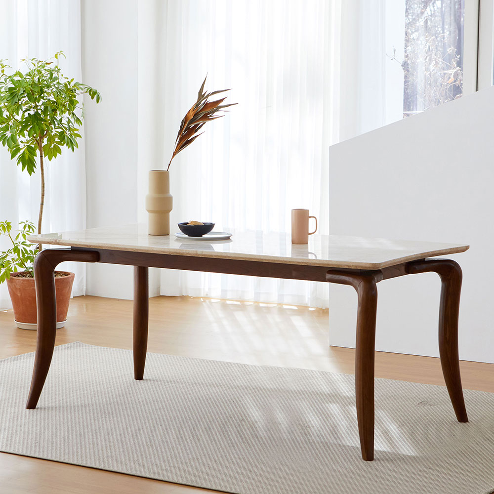 스코나 하우드 이태리 천연 대리석 애쉬원목 다이닝 식탁 테이블 2000mm, 월넛