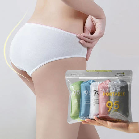 일회용 순면팬티 5종 세트 여성 데일리 마사지 팬티 여행 출장 입원 위생속옷 낱개포장