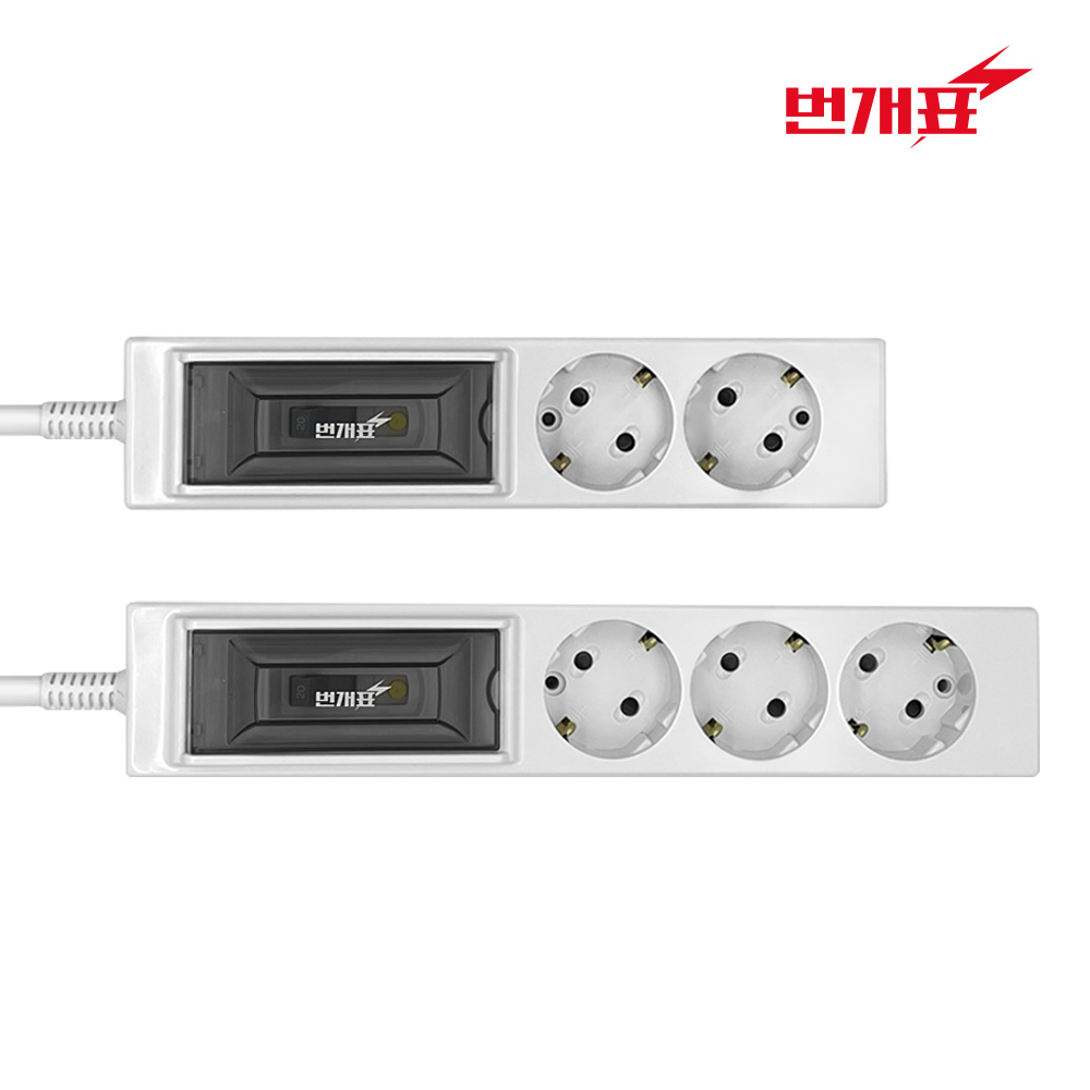 번개표 에어컨 전용 멀티탭 고용량 국산 대용량 누전차단 4000W 콘센트 3m, (3구) 화이트, 1개 - 상세 이미지 4