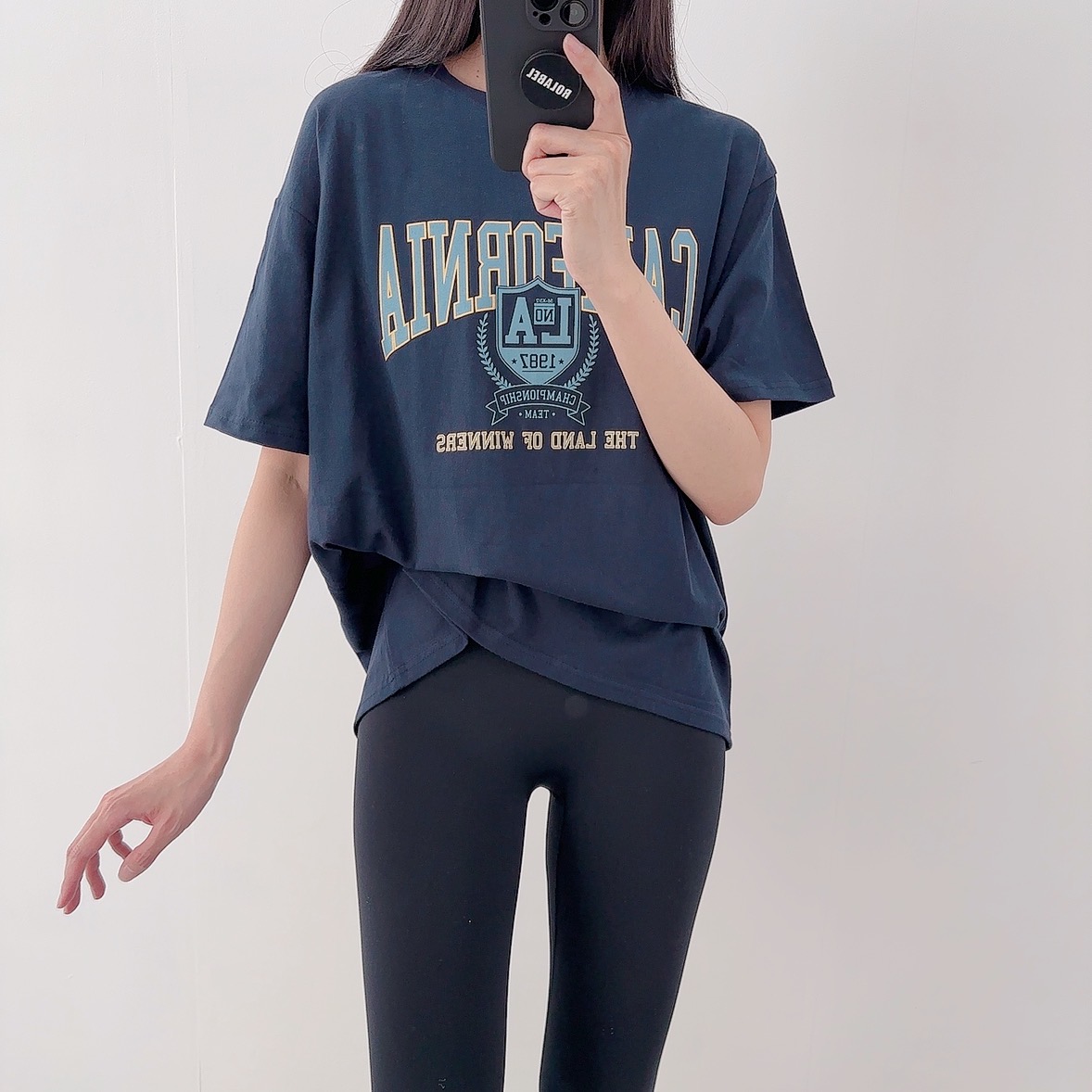 로라벨 드로 필라테스복 여성 요가복 필라테스 요가 상의 옷 커버업 운동복 반팔 빅사이즈 - 상세 이미지 3