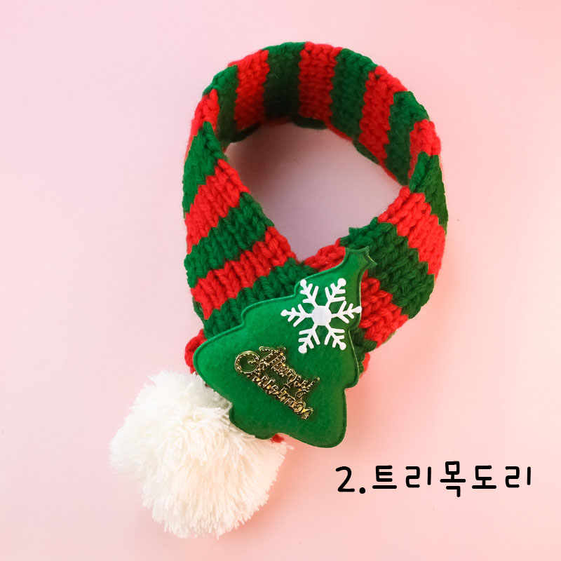 다묘집사 고양이 뜨게 뜨개 크리스마스 목도리 - 상세 이미지 3