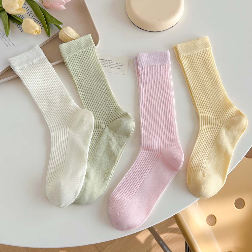 루즈벨 얇은 면 시스루양말 무압박 골지 무봉제 롱 루즈삭스 긴목 레이스 스타킹 여름양말