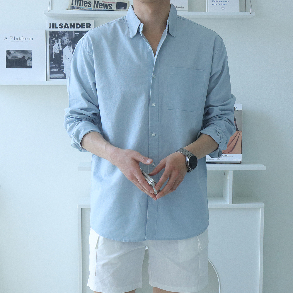 남자 셔츠 여름 쿨 남방 오버핏 남자 린넨 셔츠 - 상세 이미지 4