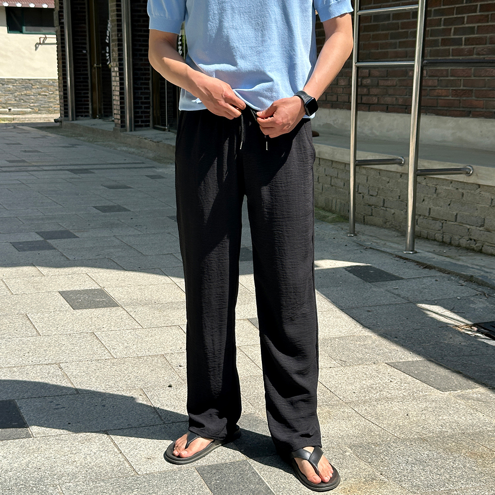 남자 여름 냉감 린넨 팬츠 냉장고바지 밴딩 통바지 이미지 7