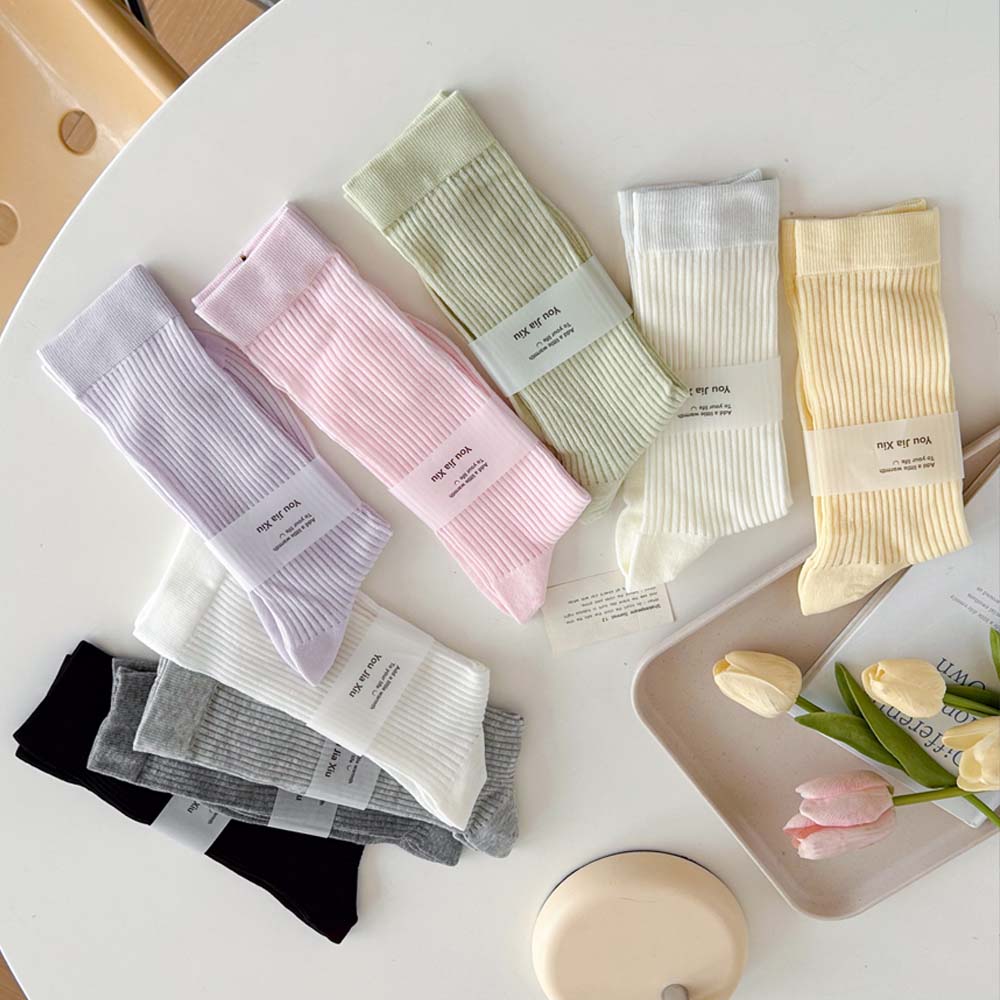 루즈벨 얇은 면 시스루양말 무압박 골지 무봉제 롱 루즈삭스 긴목 레이스 스타킹 여름양말