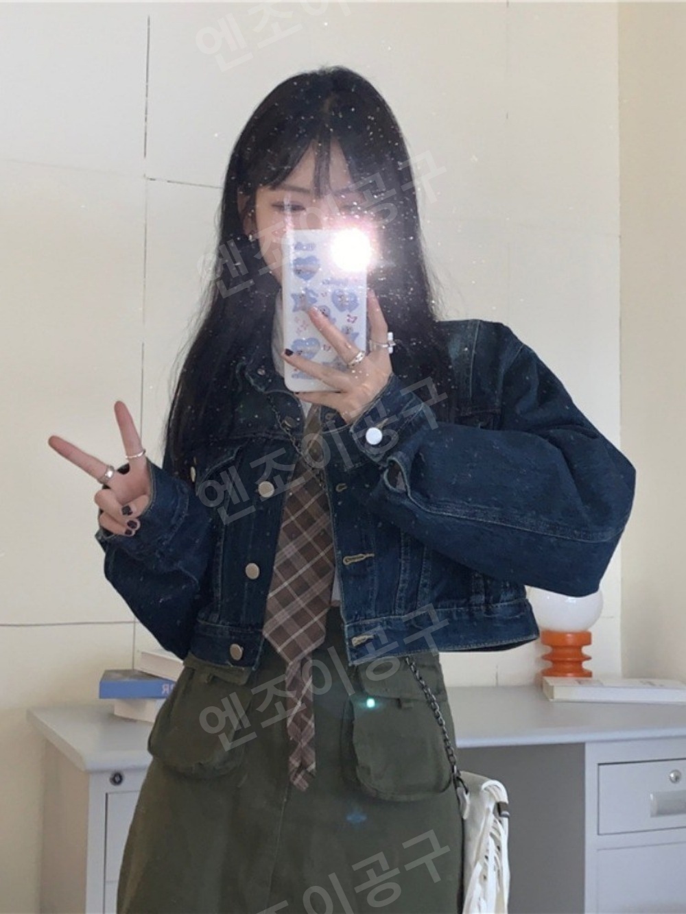 진청 청청코디 숏 데님 재킷 여성 독특한 빈티지 자켓 - 상세 이미지 4