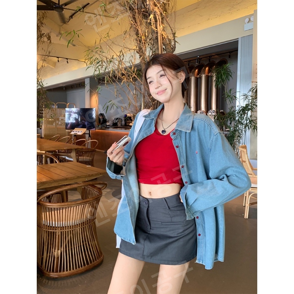 놀면 뭐하니 234회 이미주 데님 셔츠 남방 간절기 캐주얼 의상 옷 패션 - 상세 이미지 2