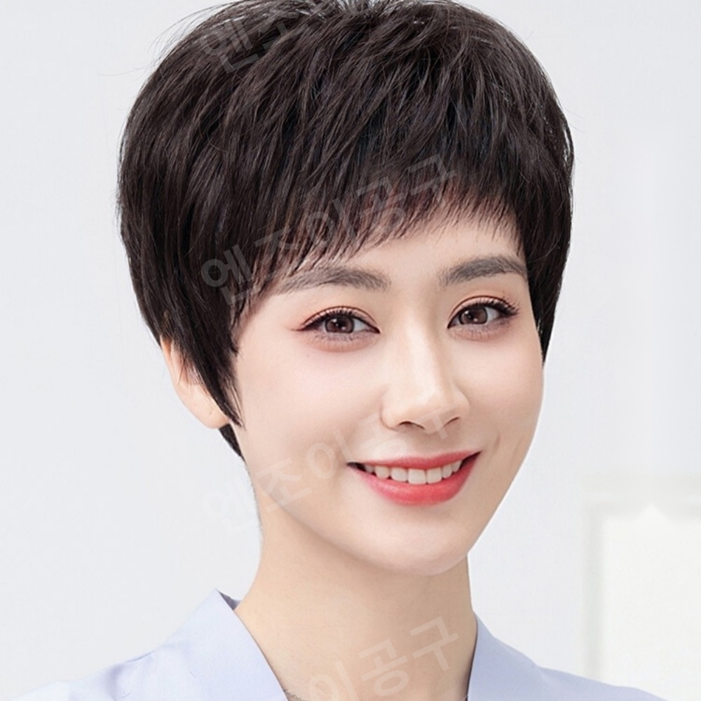 인모 여성 짧은 가발 중노년 엄마 스타일 - 메인 이미지