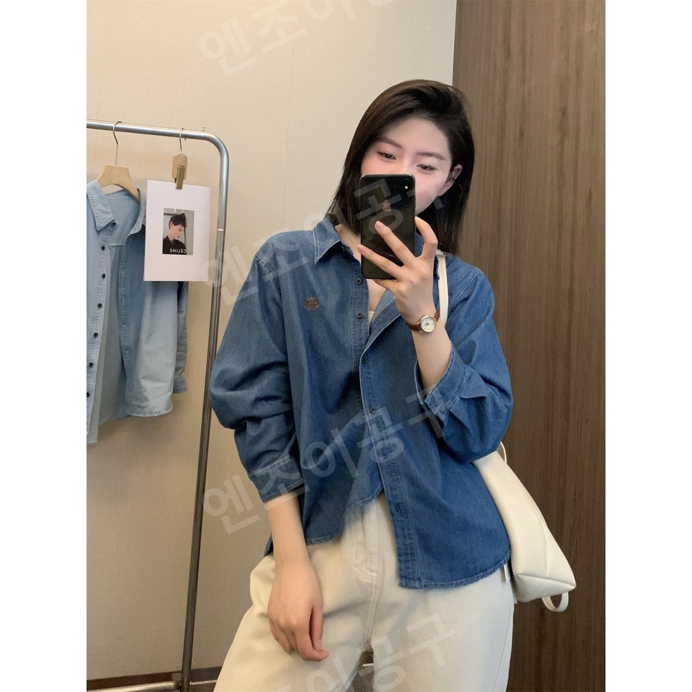 놀면 뭐하니 234회 이미주 데님 셔츠 남방 복고풍 봄 의상 옷 패션 - 상세 이미지 4