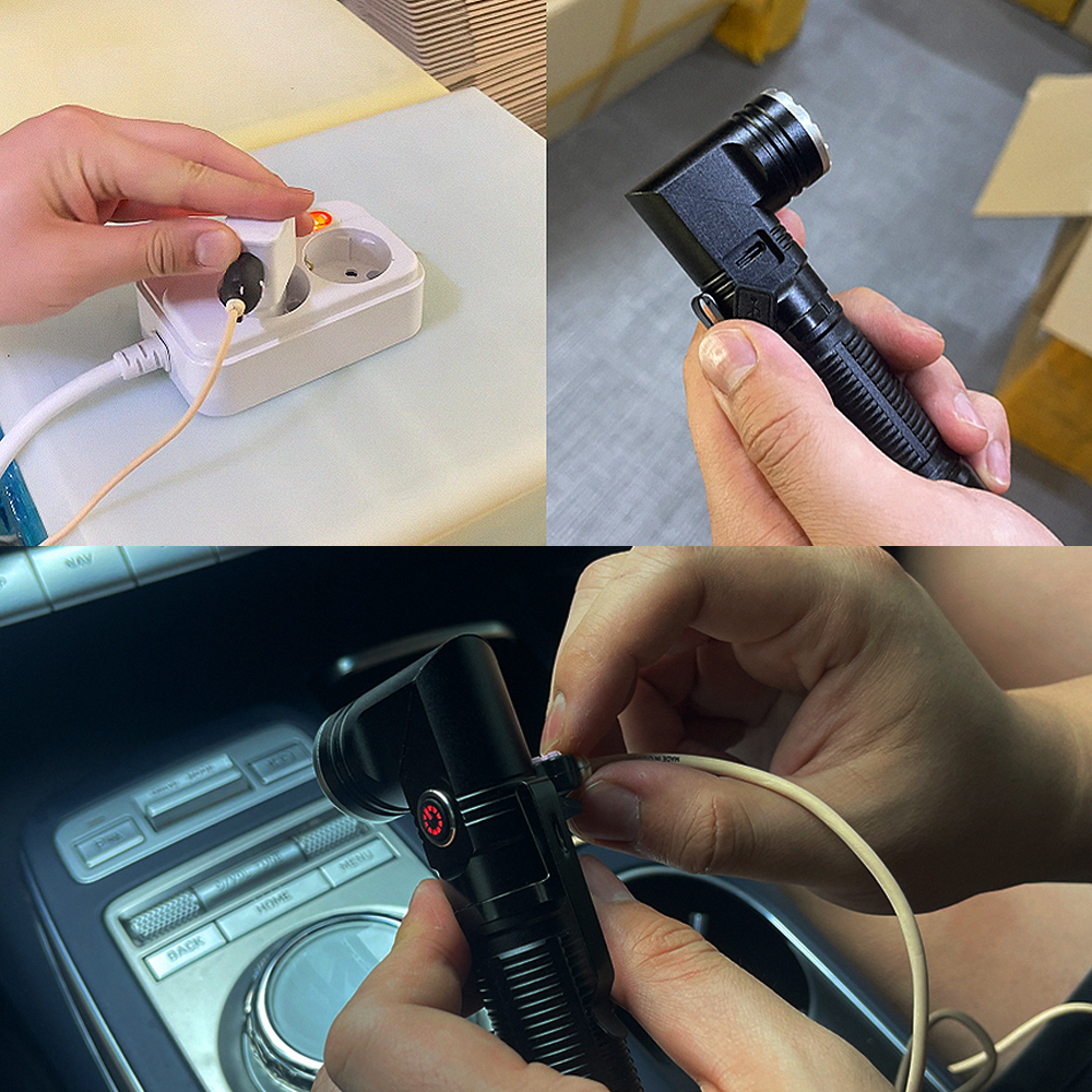 아노 휴대용 ㄱ자변형랜턴 등산용 C타입 충전 18650 후레쉬 SF10 일반세트