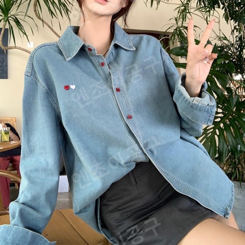 놀면 뭐하니 234회 이미주 데님 셔츠 남방 간절기 캐주얼 의상 옷 패션 - 상품 이미지