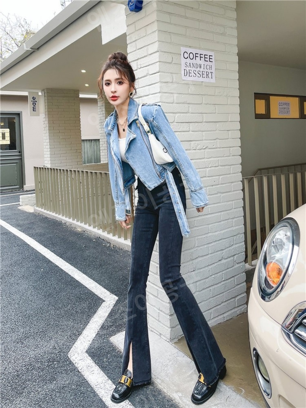 오버핏 데님 재킷 여성 빈티지 하이웨이스트 숏 상의 - 상세 이미지 5