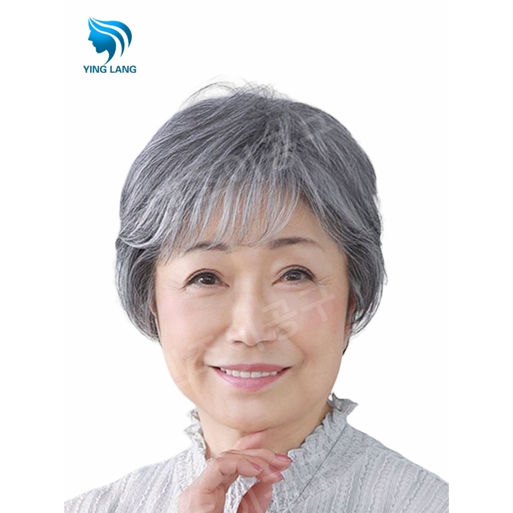 중년 가발 숏컷 쇼트 엄마 스타일 할머니 아줌마 단발 통가발 - 상세 이미지 4