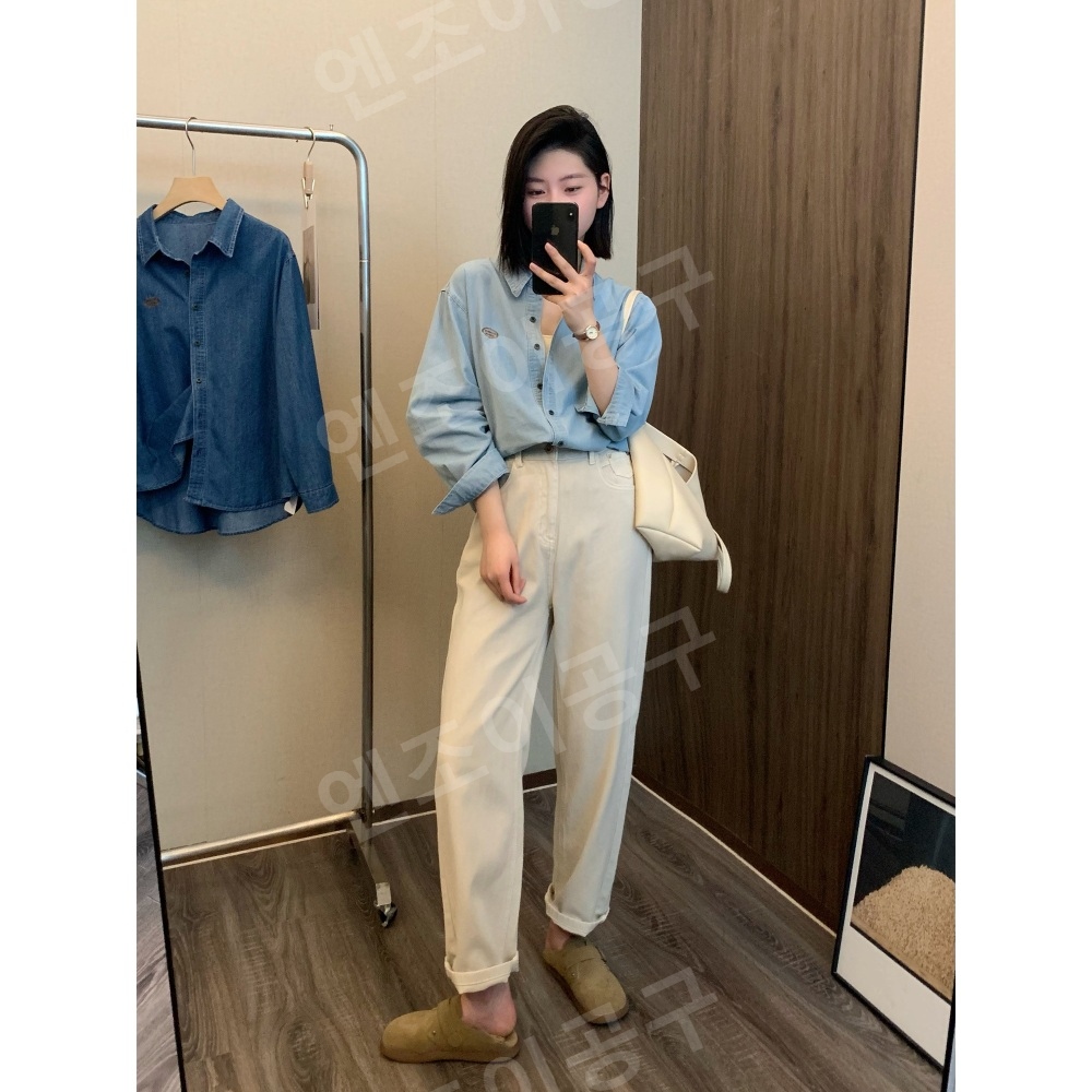 놀면 뭐하니 234회 이미주 데님 셔츠 남방 복고풍 봄 의상 옷 패션 - 상세 이미지 2