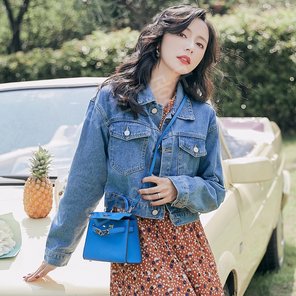 숏 데님 재킷 크롭 여성 빈티지 자켓 - 상세 이미지 3
